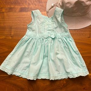 Aqua Cotton Dress with Lace Details